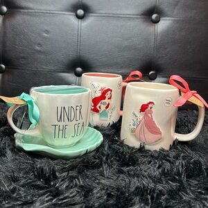 🌸 Rae Dunn: Princesses; The Litte Mermaid, Doubled Sided Mug Set 🤩